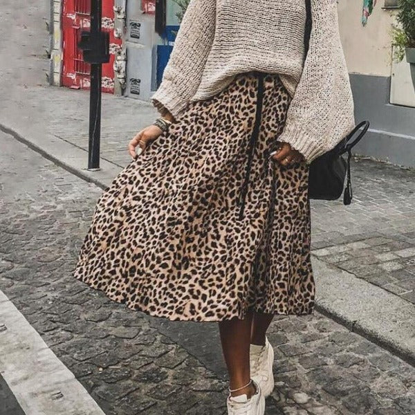 jupe longue leopard fendue
